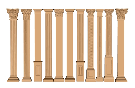 European Roman Column Roman Column Combination Carved Roman Column 3d model