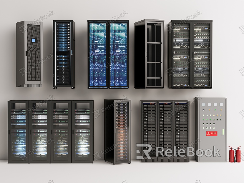 Server Cabinet Storage Cabinet Room Equipment Data Center Network Equipment Optical Fiber model