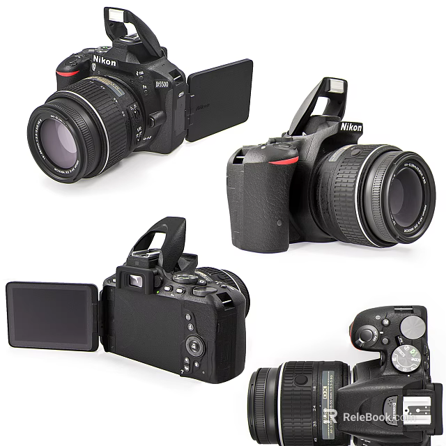 Nikon Digital Cameras Showcased In Multiple Angles With Camera Body Lens And LCD Screen 3d model 