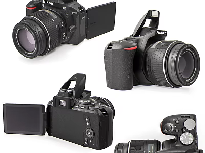 Nikon Digital Cameras Showcased In Multiple Angles With Camera Body Lens And LCD Screen 3d model