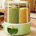 Transparent Green Kitchen Food Storage Container With Colorful Beans On Counter Top