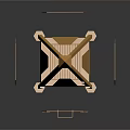 Golden Modern Geometric Tower Structure With Platform And Railings
