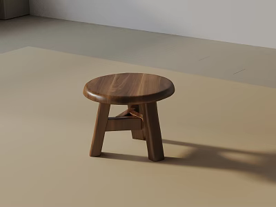 Minimalist Wooden Side Table With Round Top And Crossed Legs For Living Room Interior 3d model