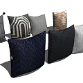 Assorted Decorative Throw Pillows With Geometric Patterns And Knitted Textures 3d model