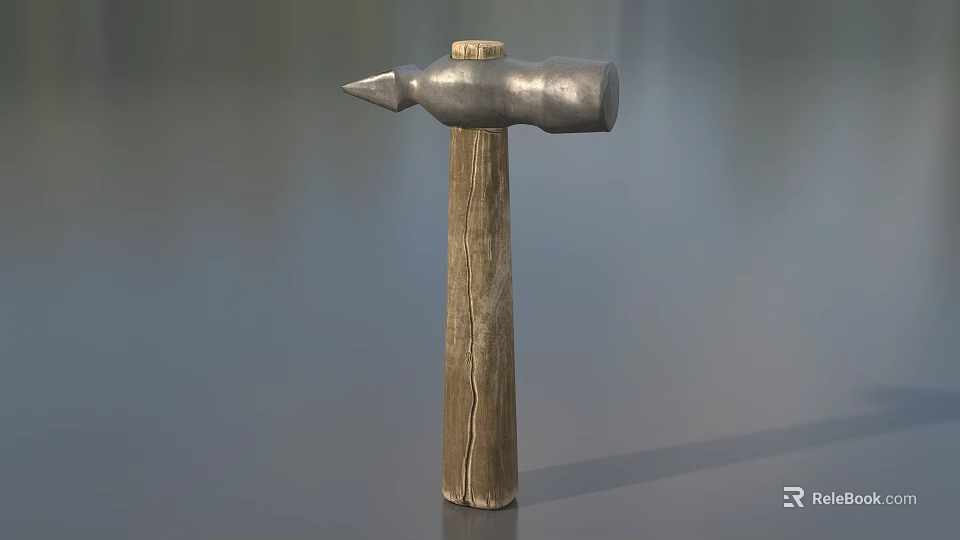 Practical Hardware Tool Hammer With Metal Head And Wooden Handle For DIY Tasks 3d model 