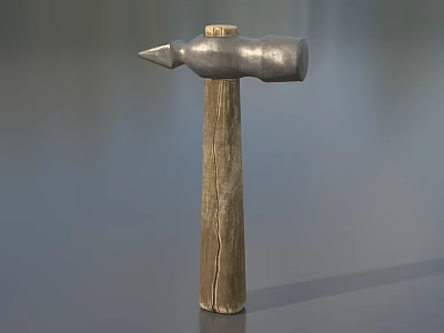 Practical Hardware Tool Hammer With Metal Head And Wooden Handle For DIY Tasks 3d model