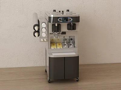 Multi Functional Kitchen Beverage Making Appliance With Control Knobs And Storage Cabinet 3d model