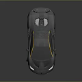 Black Sports Car With Yellow Accents Sleek Design And Large Rear Spoiler