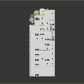 White Multi Layered Architectural Building Model With Green Plants Small Towers And Domed Structures