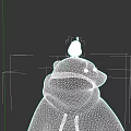 Cute White Polar Bear Wearing Gray Hoodie With Yellow Chick On Head