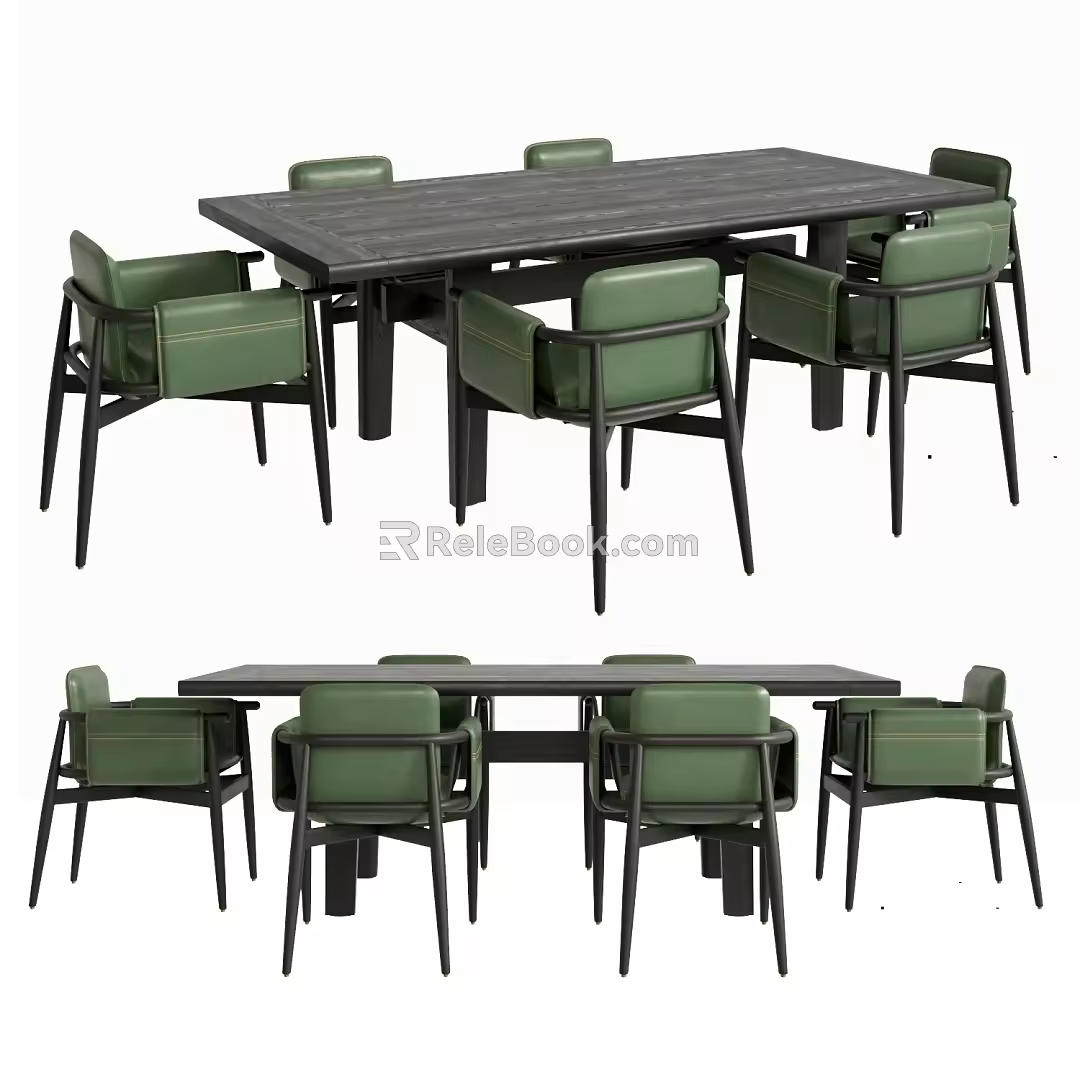 Modern Poliform Dining Table and Chair Combination Dining Table Dining Chair Single Chair 3d model