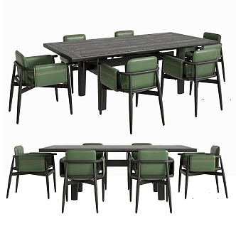 Modern Poliform Dining Table and Chair Combination Dining Table Dining Chair Single Chair 3d model