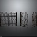 Ornate Iron Gate Structures With Decorative Metal Bars And Various Opening States 3d model