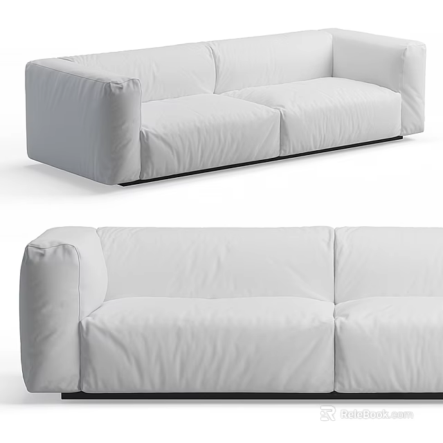 Modern White Two Seater Sofa With Soft Fabric Cushioned Seats And Minimalist Clean Lines 3d model
