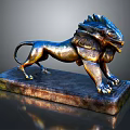 Exquisite Bronze Lion Sculpture Carving With Intricate Details On Square Base