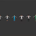 Colorful Character Figurines Standing In A Row On Black Background With Reflections