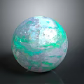 Colorful Marbled Sphere With Green And Purple Swirls On Gray Background
