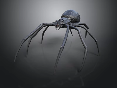 Artistic Black Spider Sculpture With Long Legs And Intricate Design Details 3d model