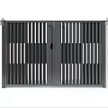 Modern Double Entrance Gate Design With Vertical Slats And Side Pillars