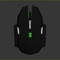 Ergonomic Black Wireless Gaming Mouse With Green LED Lights And White Buttons
