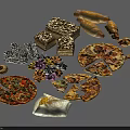 Assorted Delicious Foods Display Including Pizza Bread Cookies And Sweet Desserts