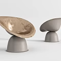 Modern Single Chair Design with Golden Bowl Shaped Seat and Gray Cylindrical Base