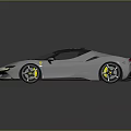 Sleek Silver Sports Car With Black Stripe Yellow Rims And Modern Design