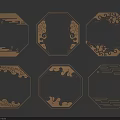 Traditional Chinese Carved Patterns On Octagonal Frames With Various Decorative Designs 3d model