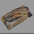 Natural Wood Log With Organic Texture On Rough Stone Slab Surface