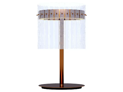 Modern Table Lamp With Copper Pole Black Base And White Lampshade Decorative Ring 3d model
