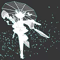 Woman In Traditional Purple Kimono Holding White Umbrella With Falling Cherry Blossoms