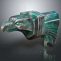 Decorative Ornament Set with Eagle Head Design Bronze Material Turquoise Green and Feather Details