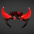 Unique Red Devil Horns Jewelry Headband With Black Decorative Details
