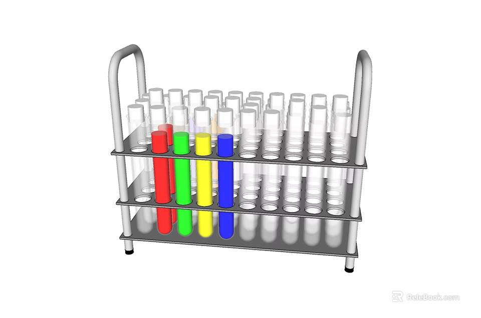 Medical Device Metal Test Tube Rack With Multiple Layers Colored And Transparent Test Tubes 3d model 