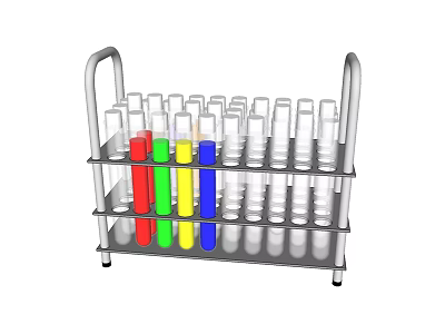 Medical Device Metal Test Tube Rack With Multiple Layers Colored And Transparent Test Tubes 3d model