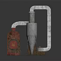 Industrial Machinery With Large Drum Metal Pipes Red Frame And Mechanical Structure