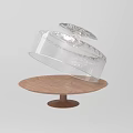 Transparent Ceramic Vessel With Lid On Round Wooden Base Modern Design