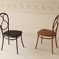 Two Stylish Dining Chairs With Curved Back Design Black And Wooden Finish