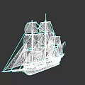 Historical Sailing Warship With Multiple White Sails And Tall Masts