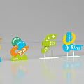 Modern Colorful Directional Guide Signs With Arrows And Various Shapes