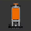 Worker Operating Industrial Floor Polishing Machine With Orange Barrel And White Base 3d model