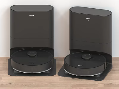 ECOVACS Black Robot Vacuum Kitchen Appliances With Two Charging Base Units 3d model