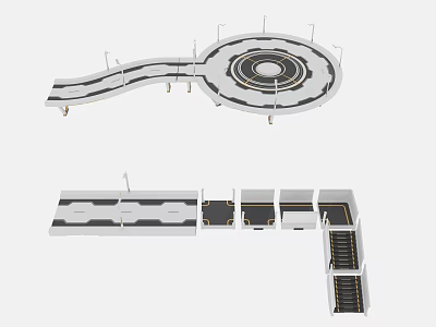 Industrial Equipment With Conveyor System Track Platforms And Support Frames Design 3d model