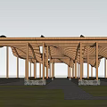 New Chinese Curved Corridor Curved Landscape Structures Paddy Field Post Rest Post Rest Corridor Public Space New Curved Corridor Curved Landscape Structures 3d model