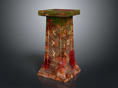 Decorative Architectural Column With Green Red Gold Marbled Surface And Intricate Patterns 3d model