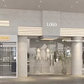 Elegant Modern Clothing Store Exterior With Glass Windows Mannequins And Lighting