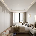 Modern Kids Room Interior With Cloud Decor Moon String Lights Desk Chair And Colorful Rug