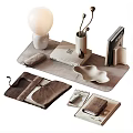 Modern Decorative Ornament Set With Lamp Pen Holder Books Tray And Leather Pouch