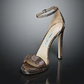 Luxury Snakeskin Open Toe High Heels With Ankle Strap And Stiletto Heel