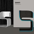 DANYI Modern Single Chair With Curved Design White And Black Finish